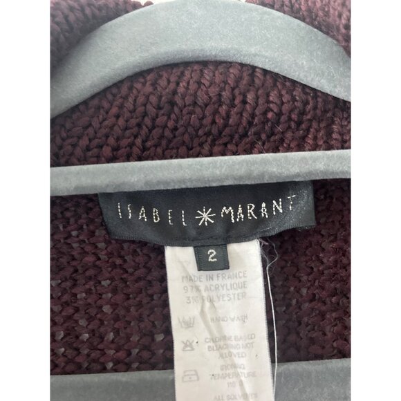 Isabel Marant Vintage Knit Open Front Cardigan‎ Burgundy Wine Size 2 - Picture 5 of 7